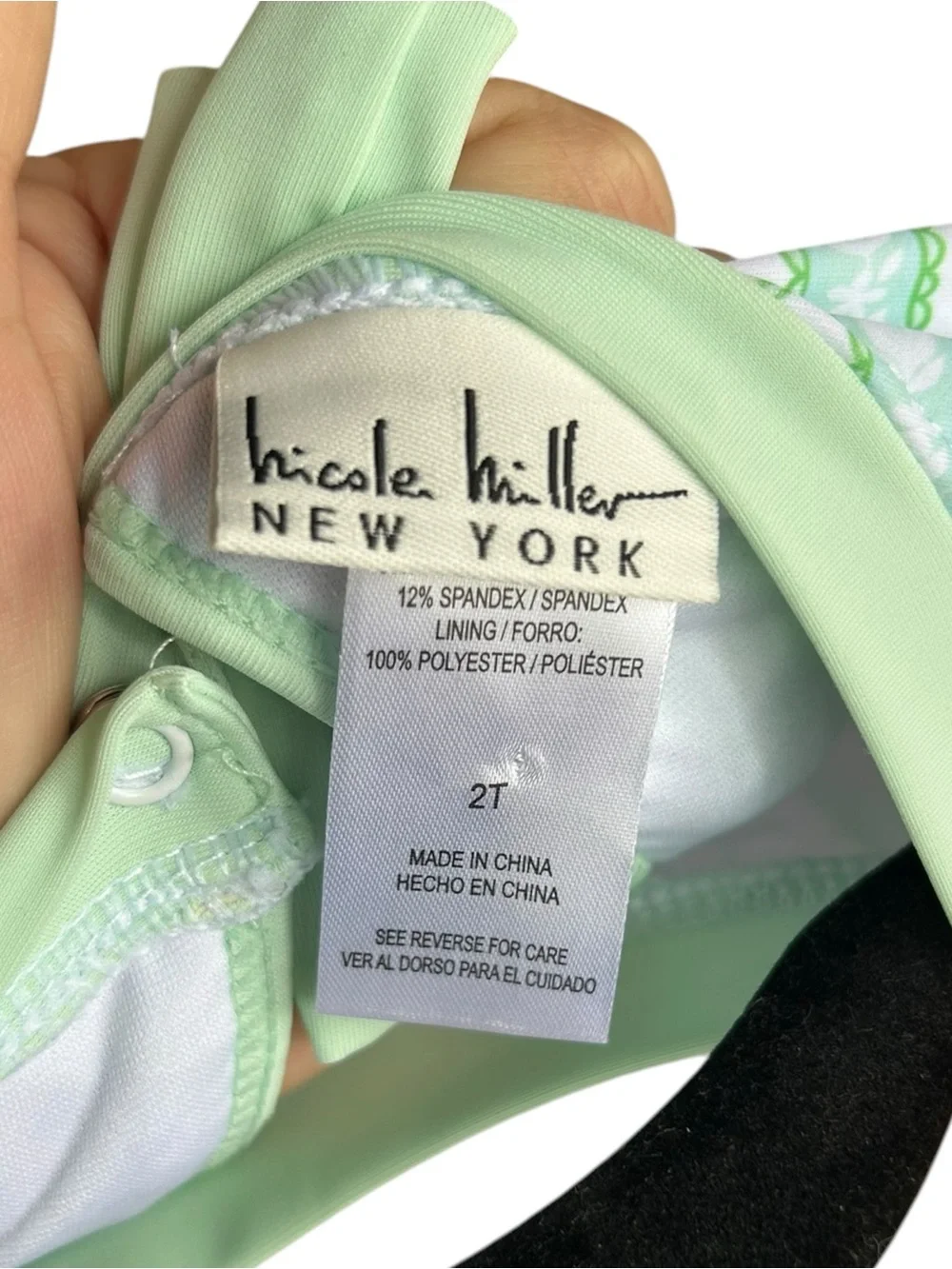 Nicole Miller Toddler Girl Blue Green Ruffle Floral One Piece Swimsuit 2T